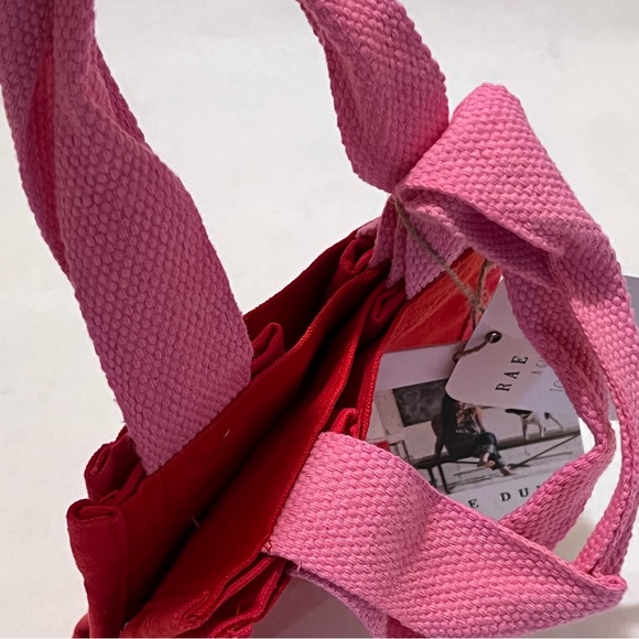 Rae Dunn Set of Two Small LOVE Cloth Tote Bags Red/Pink - Picture 6 of 13